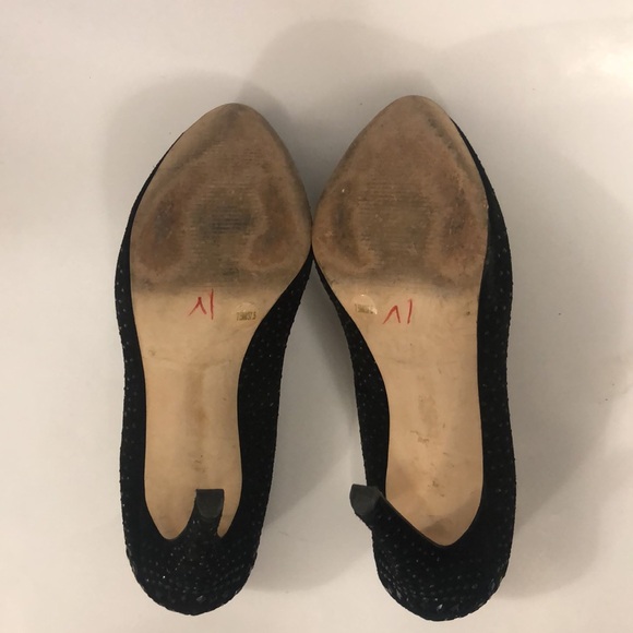 BCBG 7.5 Black High heel Platform Pump Suede metallic Studs Excellent Condition - Picture 6 of 10